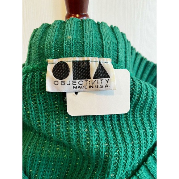 Objectivity Green Metallic Sweater XL Vintage 1980's - Picture 7 of 7